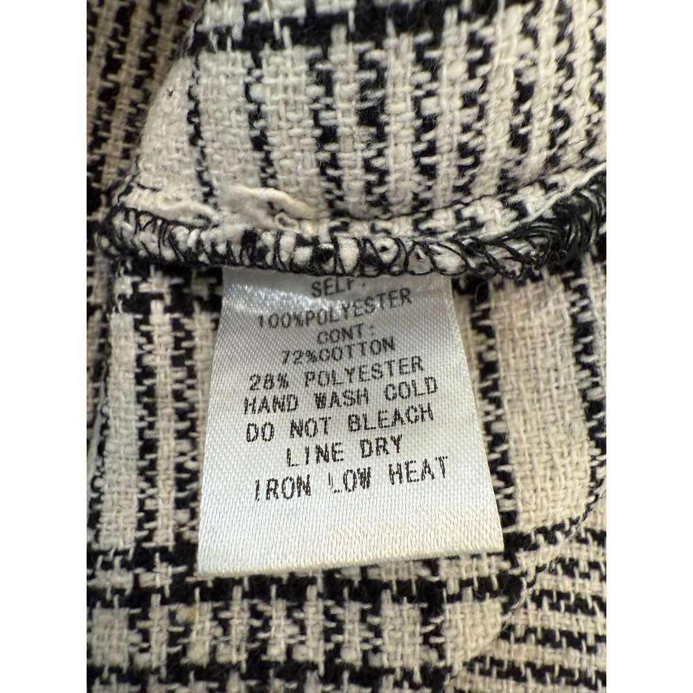 NWOT LBLC The Label Size Large Black Ivory Plaid Hooded Oversized Shacket - Picture 8 of 9